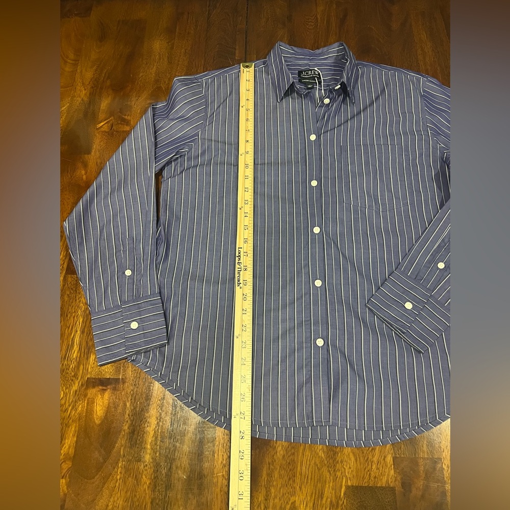 NWT! J. Crew | Garçon classic shirt | Blue striped cotton poplin | Size 12 - Picture 6 of 10